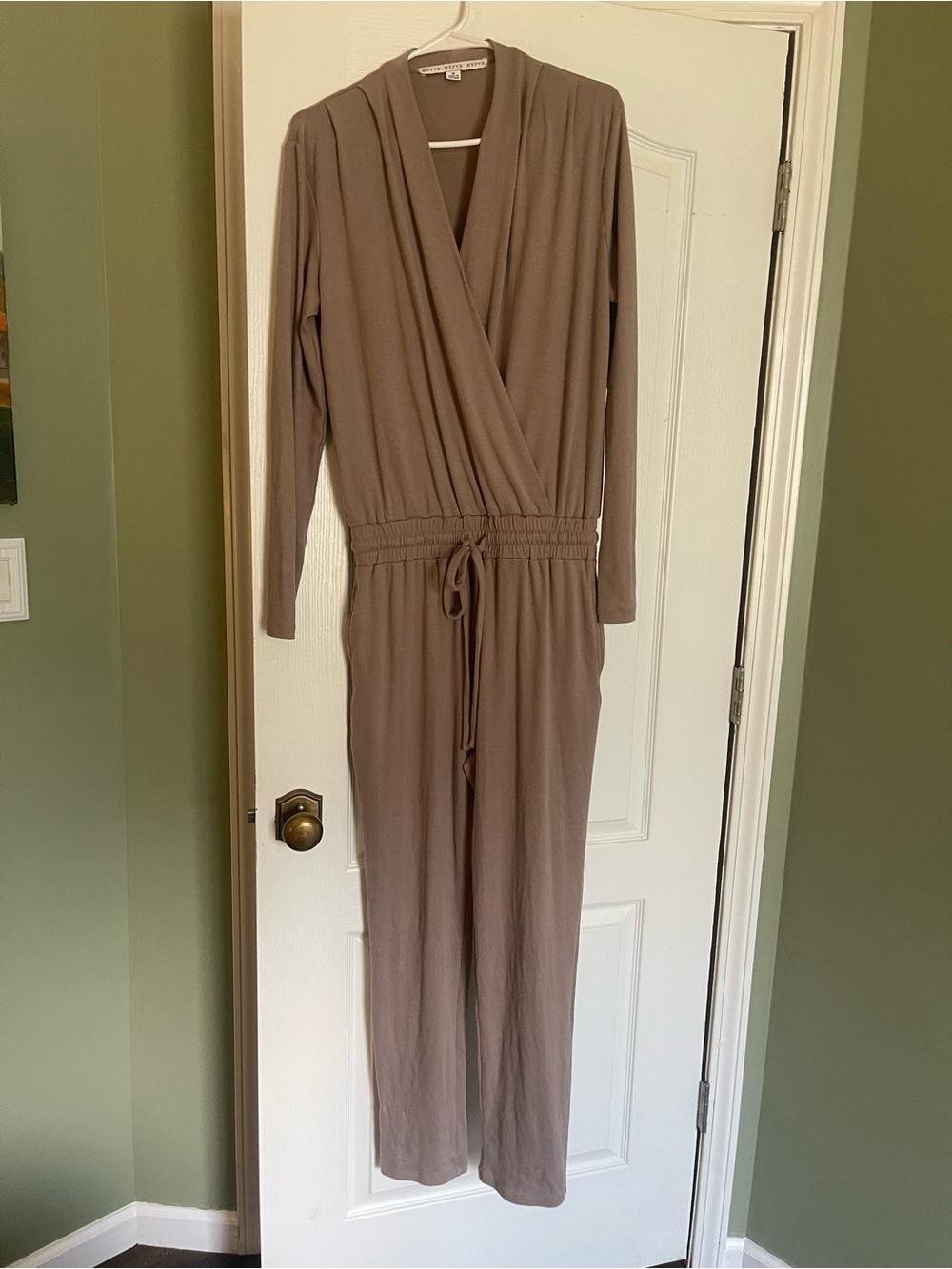 HYFVE Taupe Knit Wrap-Style Jumpsuit